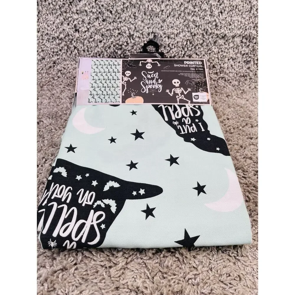 Sweet and Spooky Shower Curtain Halloween I Put A Spell On You Printed Design
